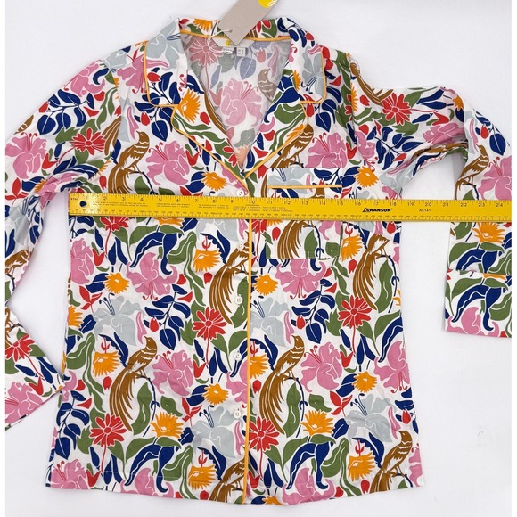 New Boden Pajama Shirt Womens 4 Floral Button Front Long Sleeve Sleepwear - Picture 5 of 11
